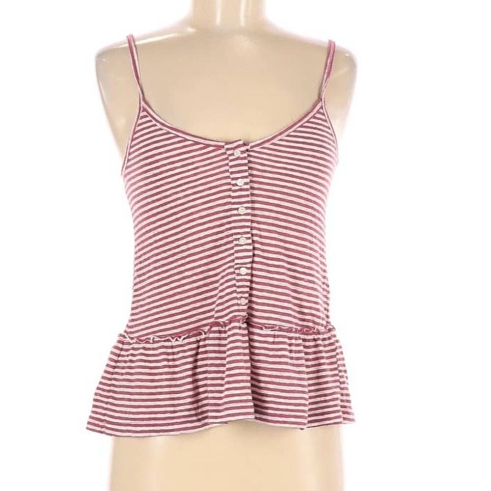 Abercrombie & Fitch Tank Top Red White Striped Peplum Sleeveless Women's XS